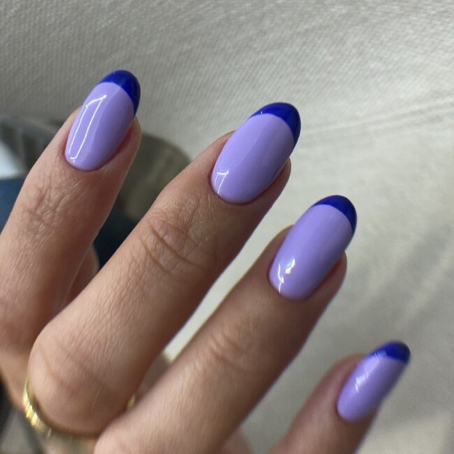 35 Cute Nail Designs for Spring and Summer — Lavender and Blue French Tip Nail Art