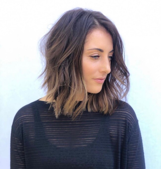 32 Shoulder Length Haircuts — Matte Ombre Blonde Lob Haircut