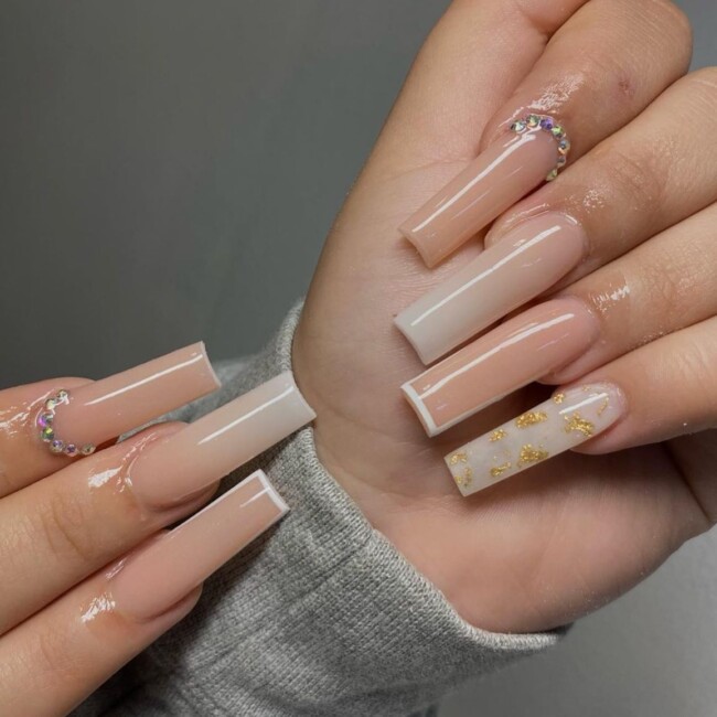 40 Nude Nail Designs For Any Occasion — Ombre Nude Acrylic Nail Art