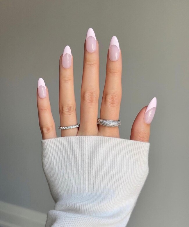 40 Nude Nail Designs For Any Occasion — Subtle Pink French Tip Almond Nails