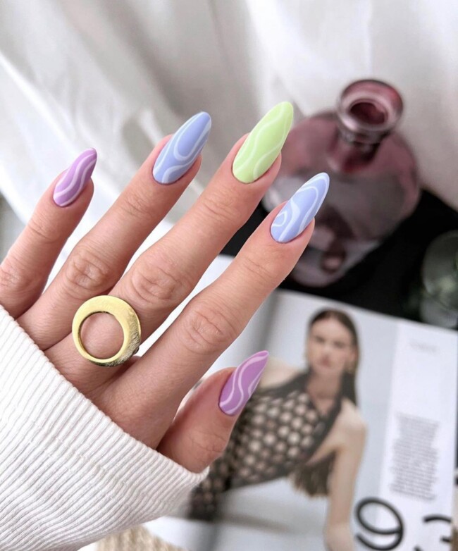 35 Cute Nail Designs for Spring and Summer — Pastel Almond Nail Art