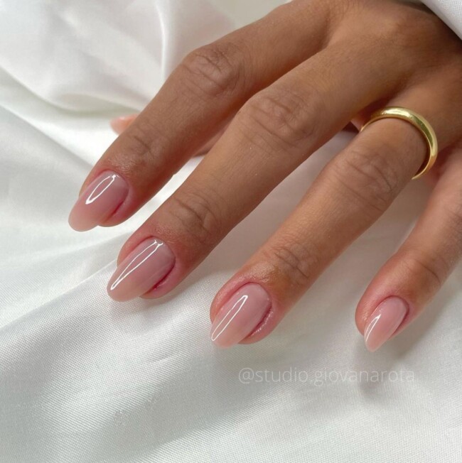 40 Nude Nail Designs For Any Occasion — Glossy Simple Nude Nails