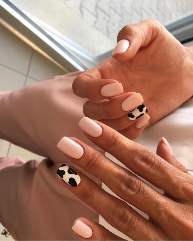 35 Cute Nail Designs for Spring and Summer — Cow Print and Pink Nails