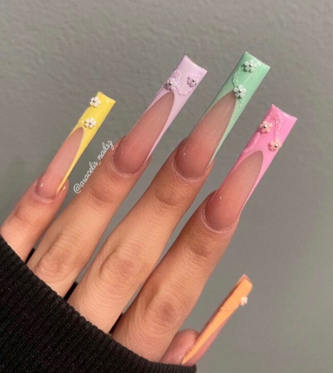 42 Hottest Acrylic Spring Nail Designs — Different Soft Pastel French Nails