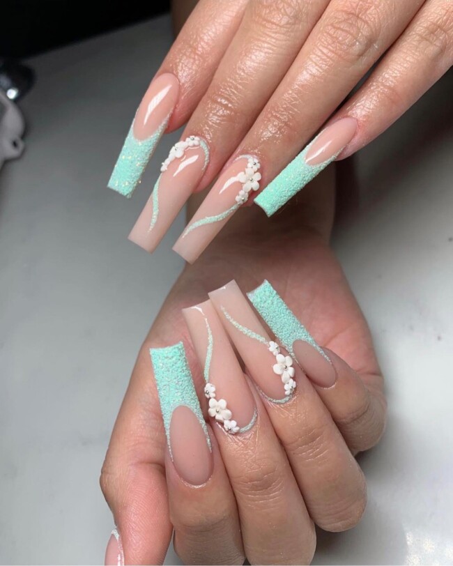 42 Hottest Acrylic Spring Nail Designs — acrylic nails, spring acrylic nails 2022, spring nail designs 2022, acrylic nail designs, nail designs 2022, 3d flower nails, acrylic 3d flower nails, pastel nails