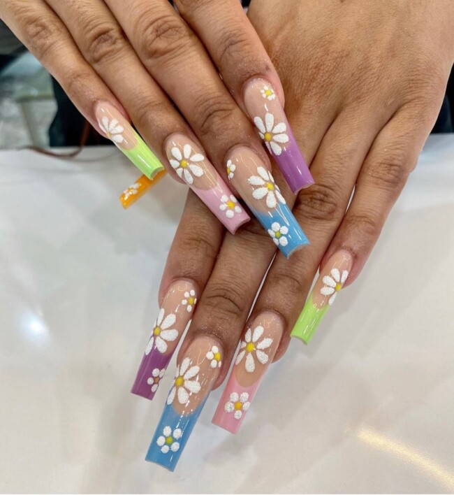 42 Hottest Acrylic Spring Nail Designs — Pastel French Tip Nails