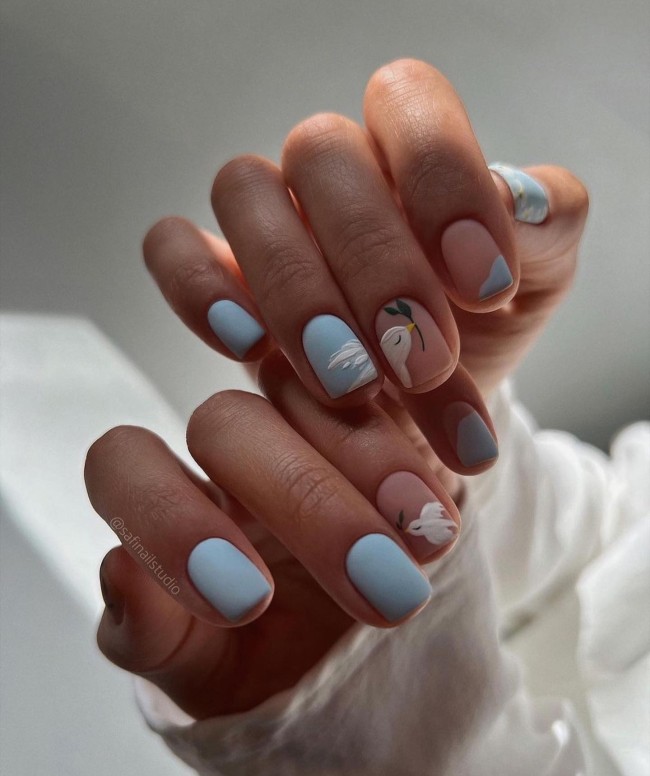 30 Mix and Match Short Nail Ideas — Bird & Blue Nail Design