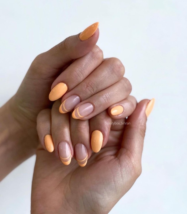 30 Best Spring Nail Colors and Designs — Peach Double French Nails