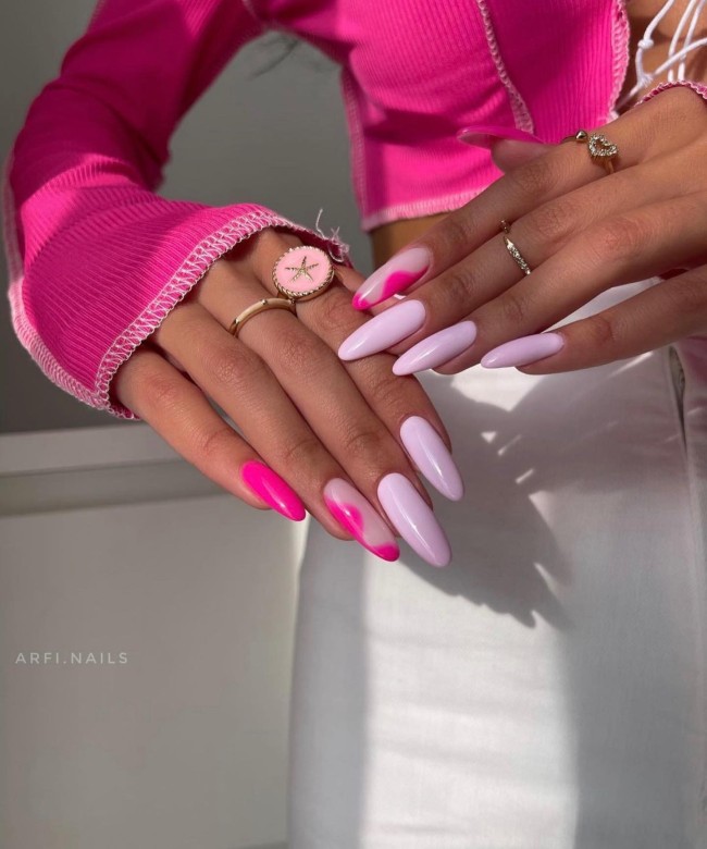 70 Pretty Nails That Are Appropriate To Wear in Summer — Shades of Pink Almond Nails