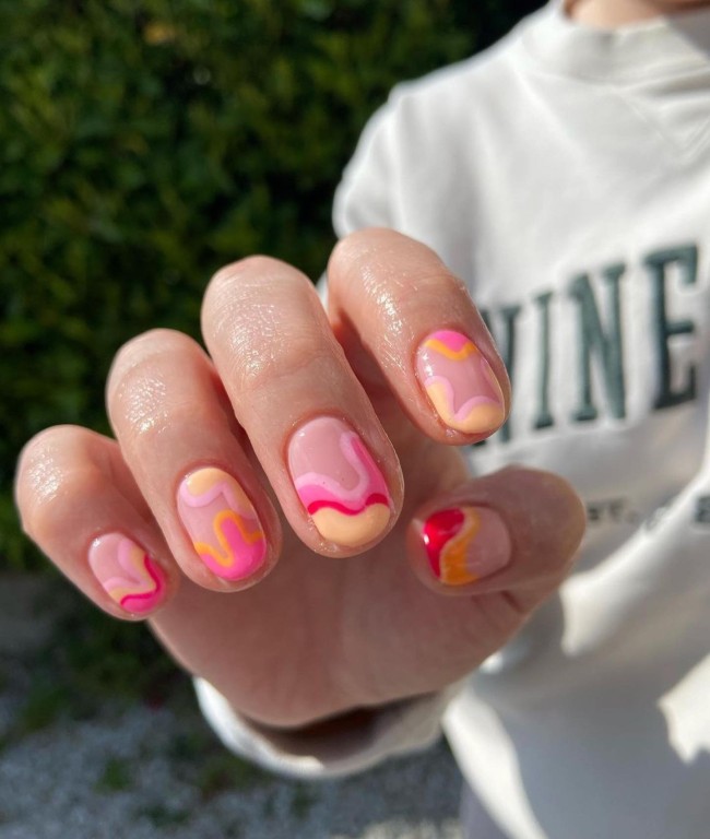 70 Pretty Nails That Are Appropriate To Wear in Summer — Sweetest Color Combo Short Nails