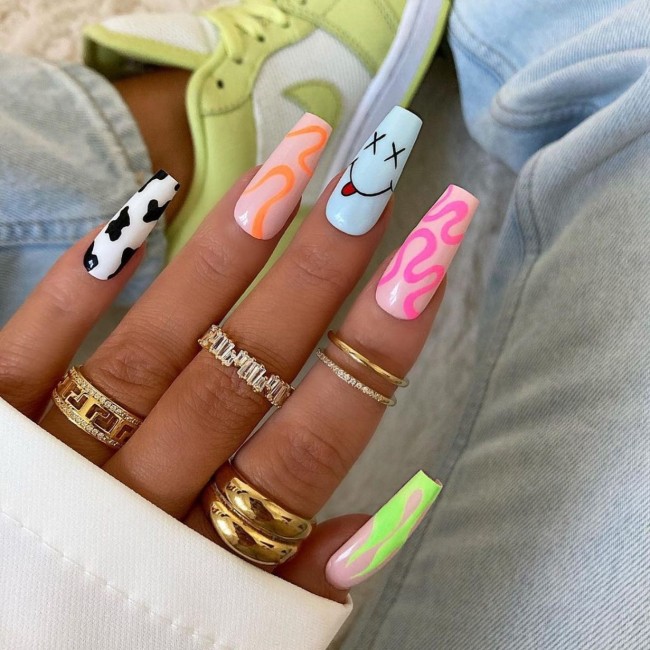 70 Pretty Nails That Are Appropriate To Wear in Summer — Mixed Fun Coffin Nails