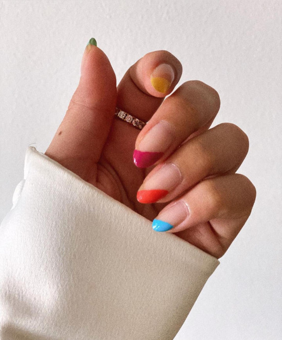 100 Cute Skittle Nails in 2022 — Skittle Side French Nails