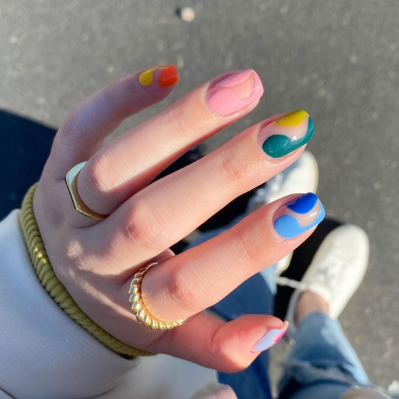 100 Cute Skittle Nails in 2022 — Colorful Abstract Short Nails