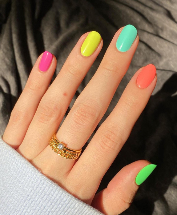 100 Cute Skittle Nails in 2022 — Bright Skittle Short Nails