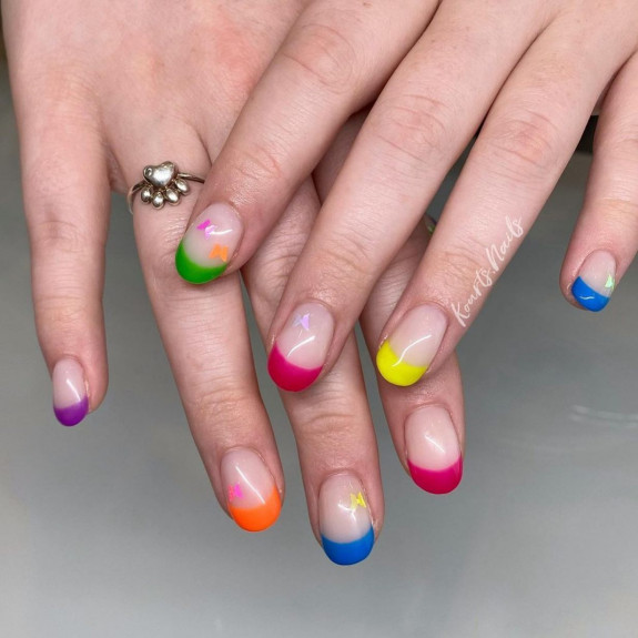 100 Cute Skittle Nails in 2022 — Colorful Skittle French Tips