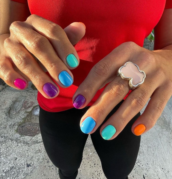 100 Cute Skittle Nails in 2022 — Vibrant Color Short Nails