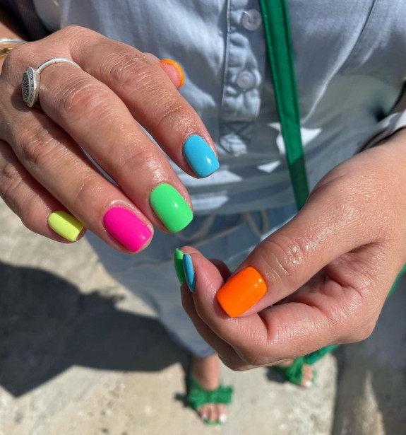 100 Cute Skittle Nails in 2022 — Bright Short Nails