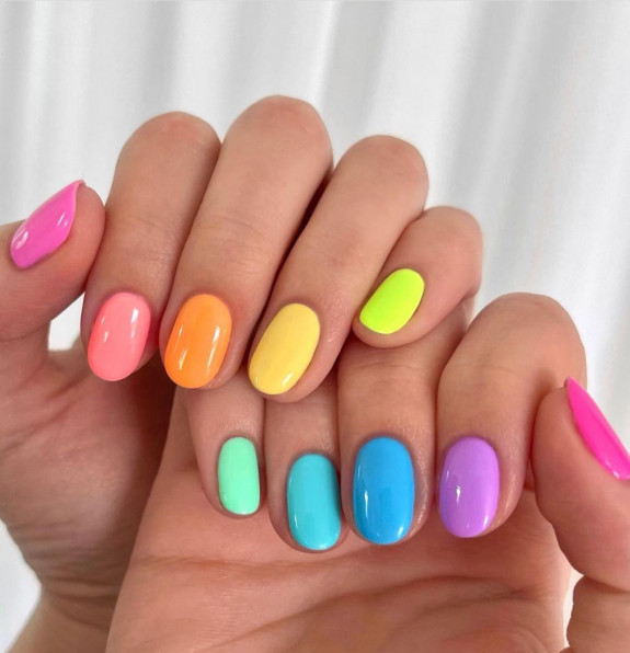 100 Cute Skittle Nails in 2022 — Different Pastel Nail Polish