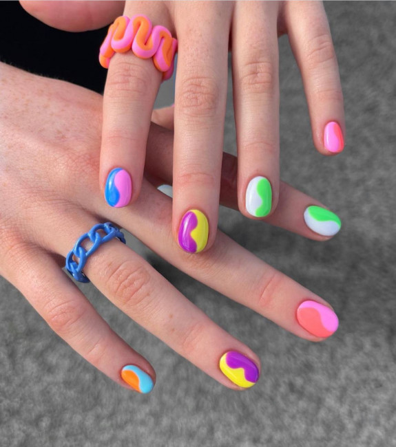 100 Cute Skittle Nails in 2022 — Multi-Colored Short Nails