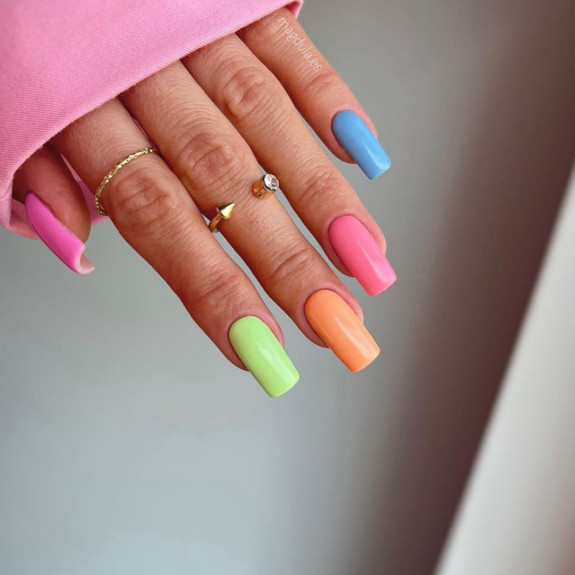 100 Cute Skittle Nails in 2022 — Colorful Spring Nails