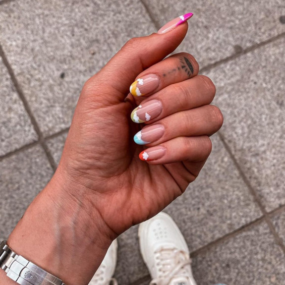 100 Cute Skittle Nails in 2022 — Colorful French & Cloud Nails