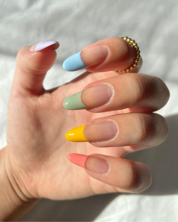 100 Cute Skittle Nails in 2022 — Colorful French Long Nails