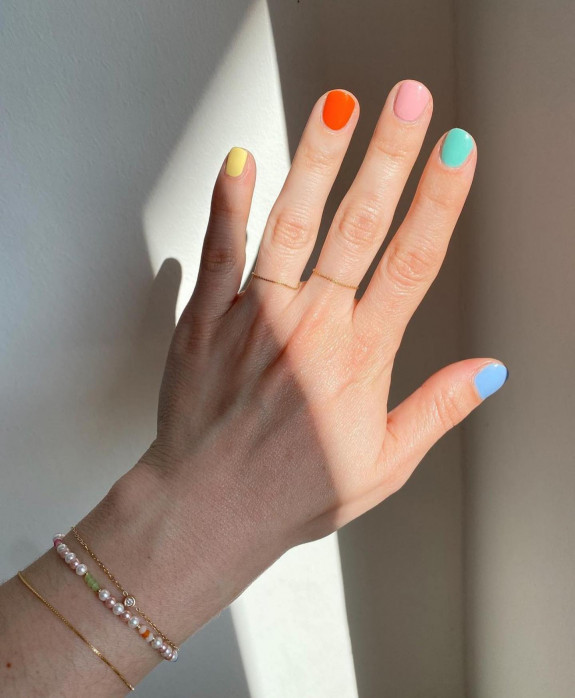 100 Cute Skittle Nails in 2022 — Skittle Short Beauty