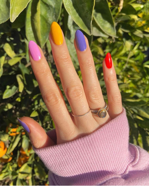 100 Cute Skittle Nails in 2022 — Different Colored Nails Each Nail