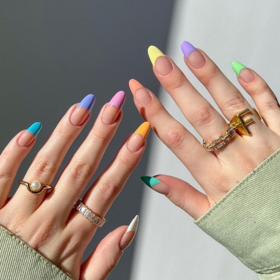 100 Cute Skittle Nails in 2022 — Sweet Pastel Tip Nails