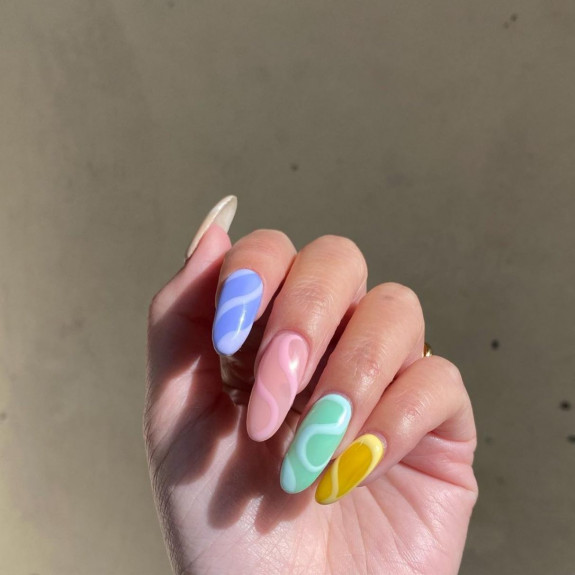 100 Cute Skittle Nails in 2022 — Different Pastel Nails with Swirl