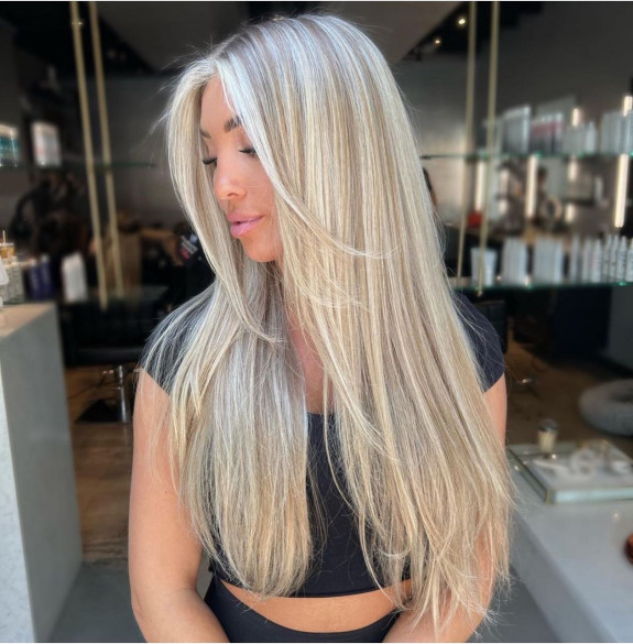 45 Trendy Long Haircuts — Blonde with Chunky Dimensional