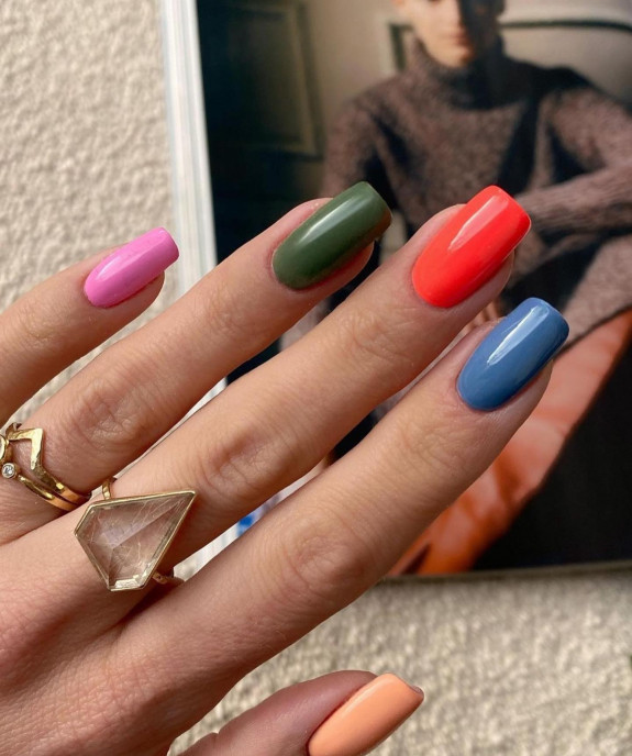 100 Cute Skittle Nails in 2022 — Dark Color Nails