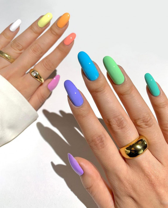 100 Cute Skittle Nails in 2022 — Different Color Each Nail