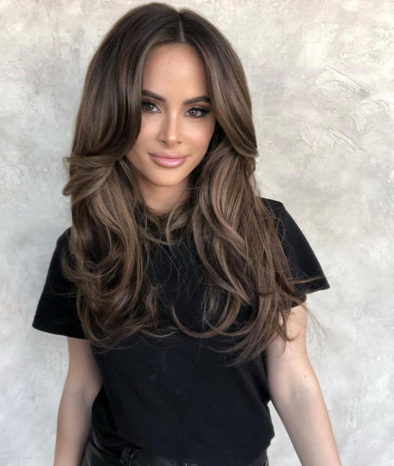 45 Trendy Long Haircuts — Layered Cut + Curtain Bangs