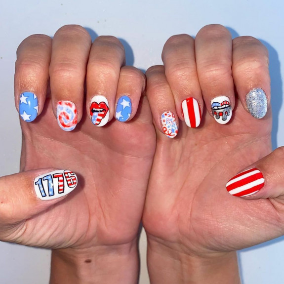 45 Patriotic Nail Designs —4th of July Pop Art  Nails