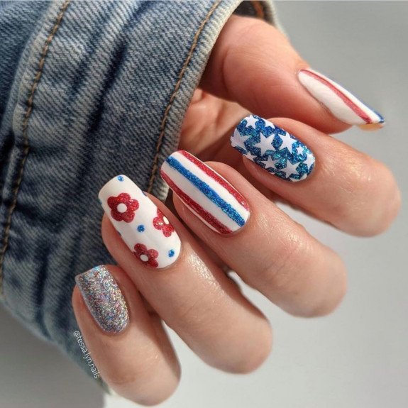 patriotic nails, patriotic nail designs,4th of july nails,  red, white and blue nails, patriotic gel nail designs, patriotic nails easy, patriotic acrylic nails, red, white and blue nail art designs, red and blue nails designs, patriotic 4th of july nail ideas, simple red and blue nails, memorial day nails