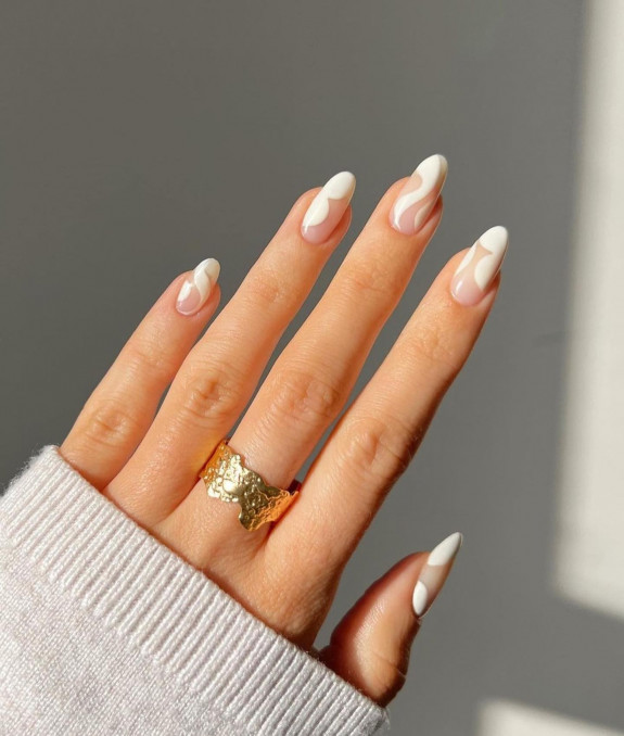 30 Spring Minimalist Nails — White Abstract Nails