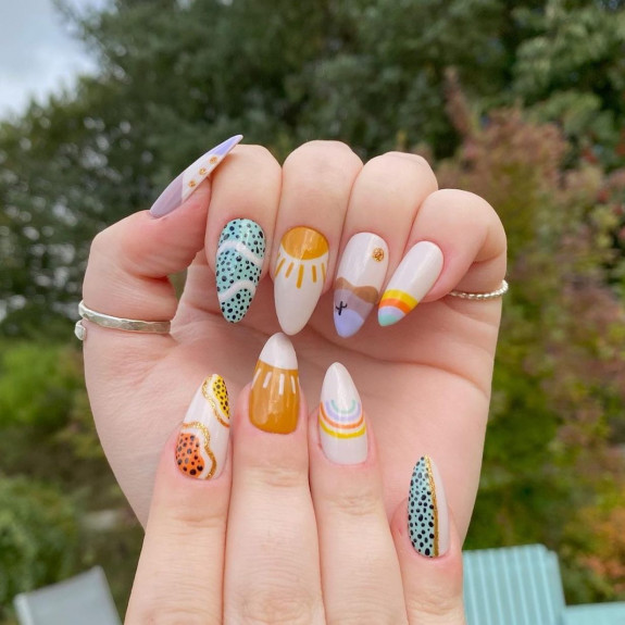 37 Painted Desert Nails — Mixed Boho Desert Nails