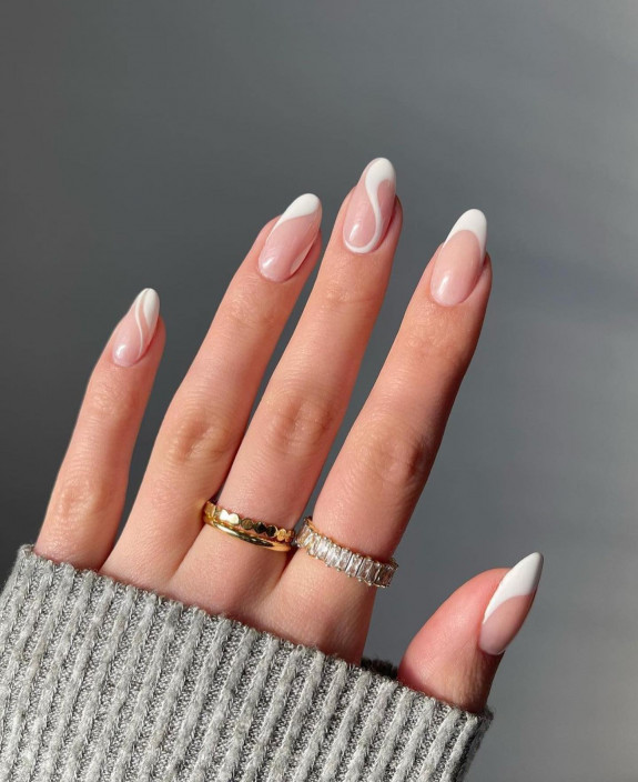 30 Spring Minimalist Nails — White Tip & Swirl Nails