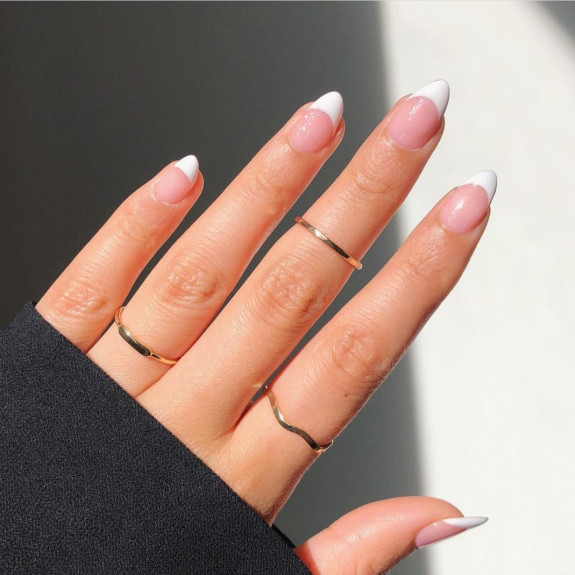 30 Spring Minimalist Nails — Shimmery White Tip Nails