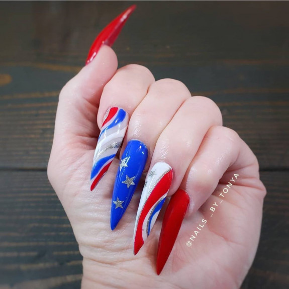 45 Patriotic Nail Designs — Patriotic Stiletto Nails