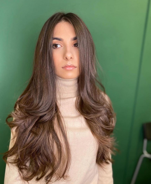 31 Face Framing Layers Long Hair — Middle Part Long Layers