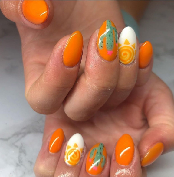 37 Painted Desert Nails — Orange Desert Nails