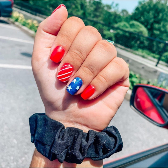 45 Patriotic Nail Designs — White Star Blue + Red Nails