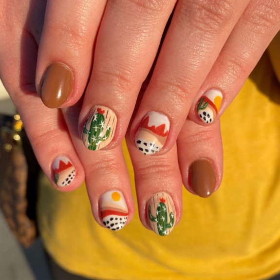 37 Painted Desert Nails — Mixed and Match Bobo Short Nails