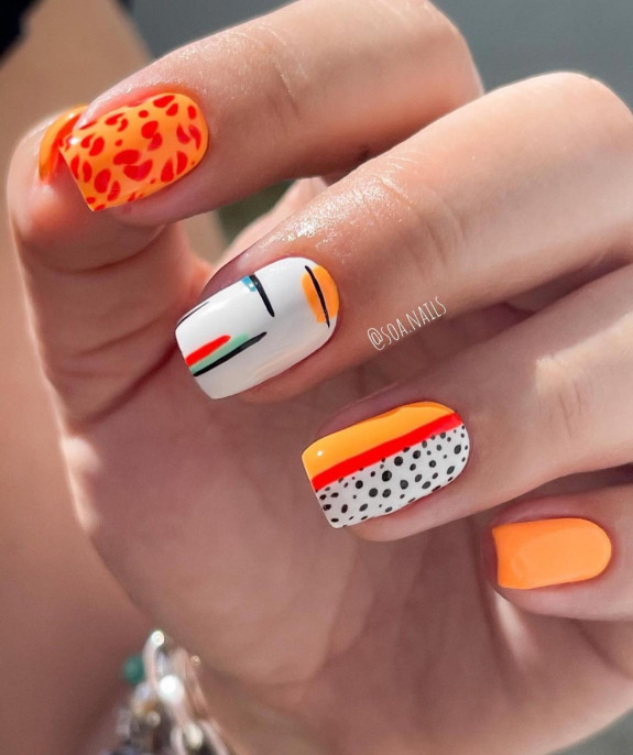 34 Bright Summer Nails — Mix and Match Bright Boho Nails