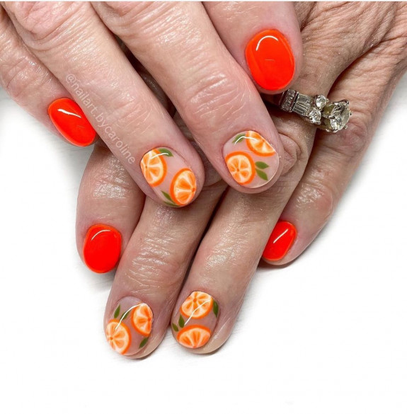 34 Bright Summer Nails — Orange Short Nails