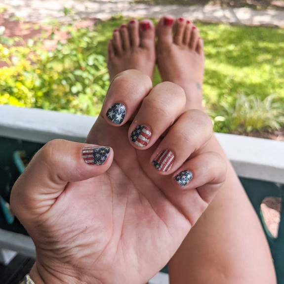 45 Patriotic Nail Designs — American Flag Matches Red Pedicure