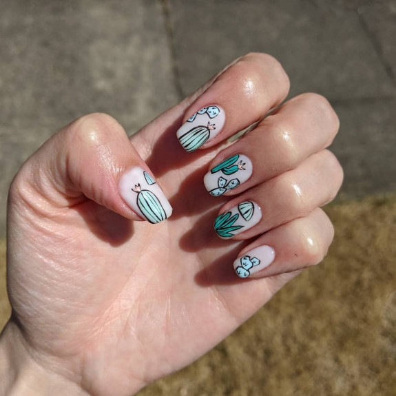 37 Painted Desert Nails — Cactus White Polish Nails