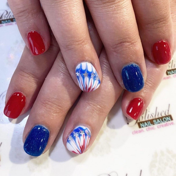 45 Patriotic Nail Designs — Blue, Silver, White and Red Memorial Day Nails